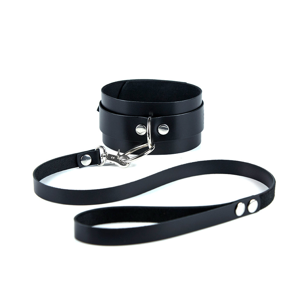 Leather BDSM collar and leash