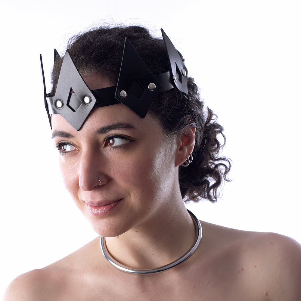 Black leather crown