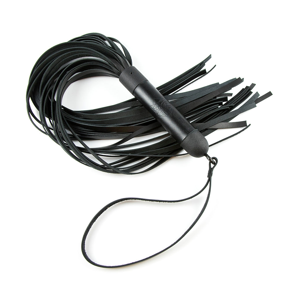 Black leather flogger