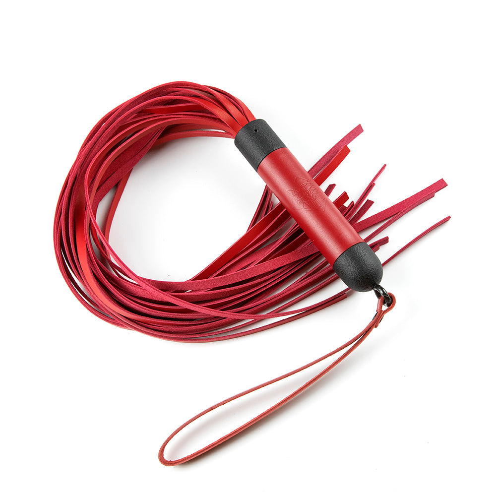 Red leather flogger