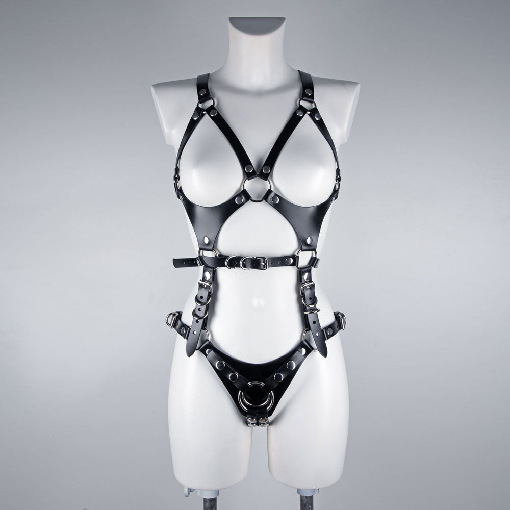 Full-body dildo harness for pegging