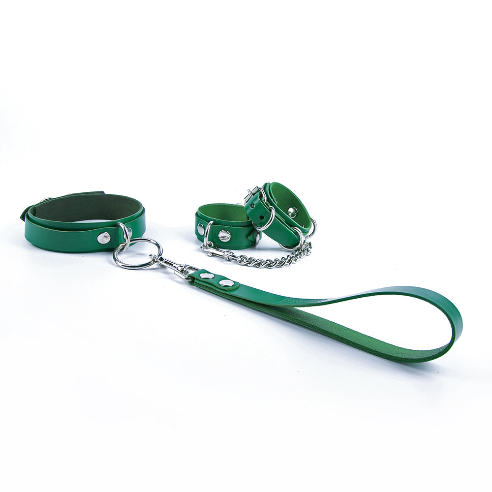 Green leather restraints set mini