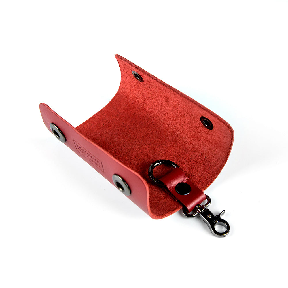 Key organizer keychain leather red