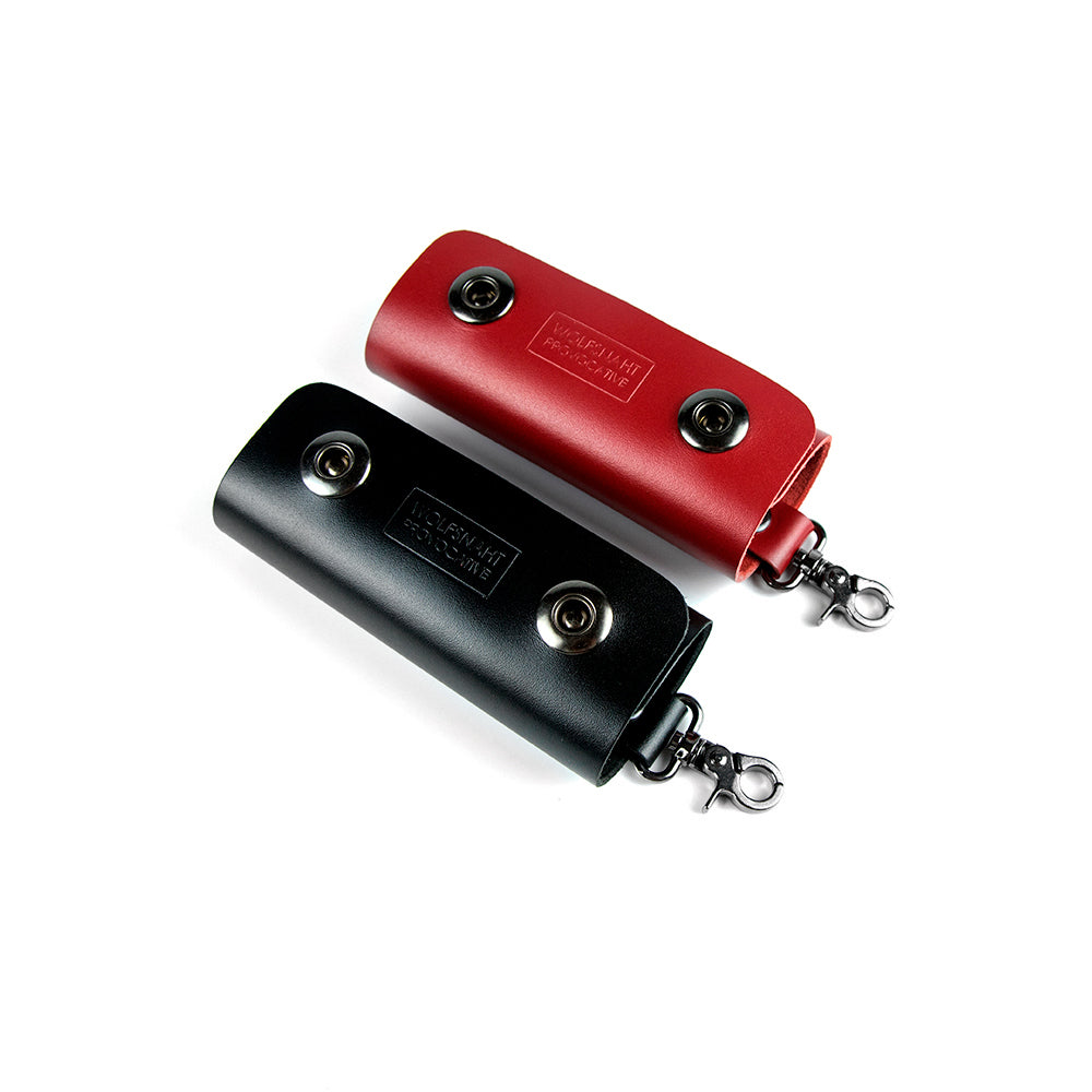 Leather key organizer black and red