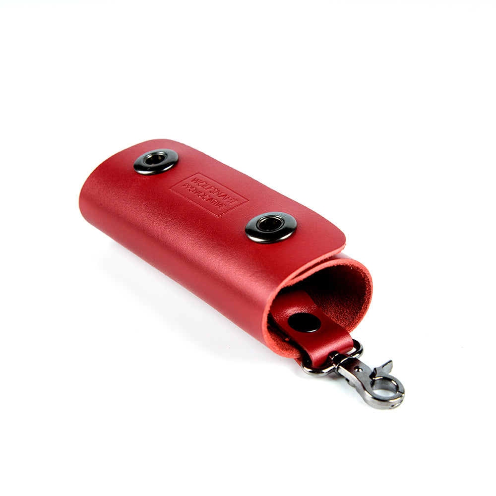 Leather key holder wallet in red