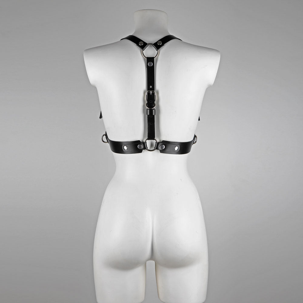 Leather chest harness back view