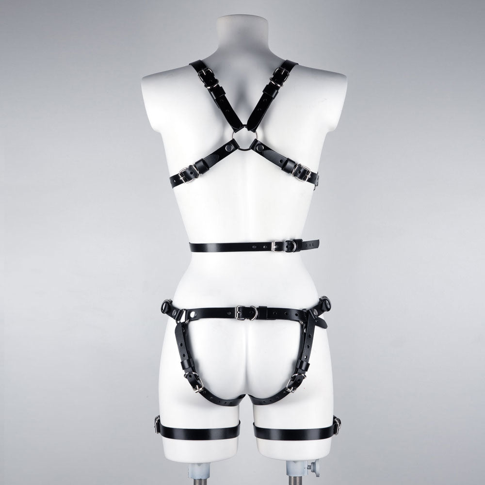 Leather strap-on harness back