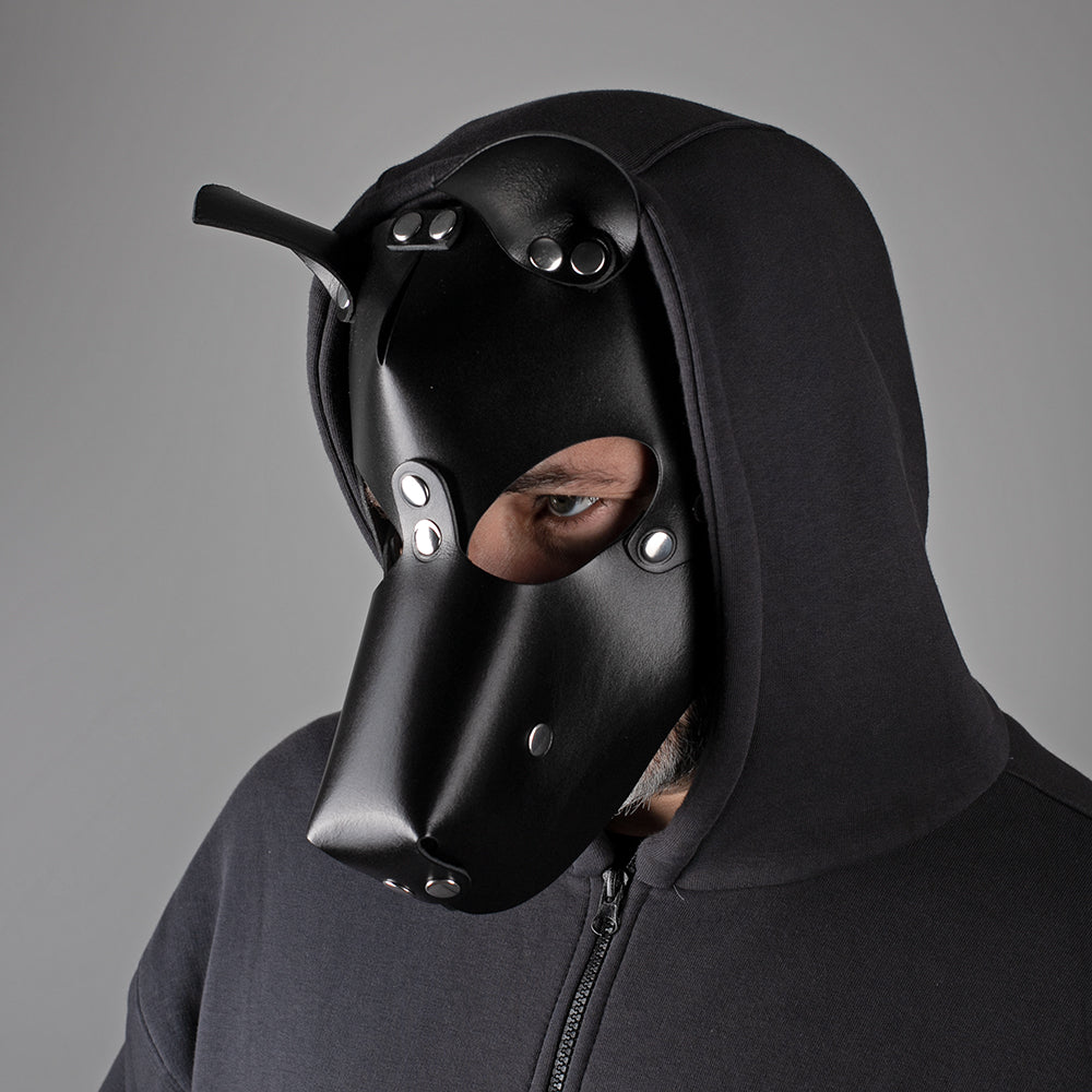 Pup play mask leather