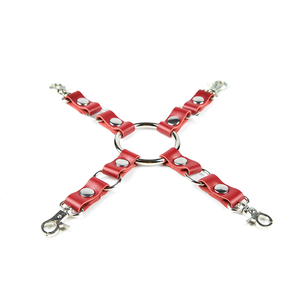 Leather quaruple connector red
