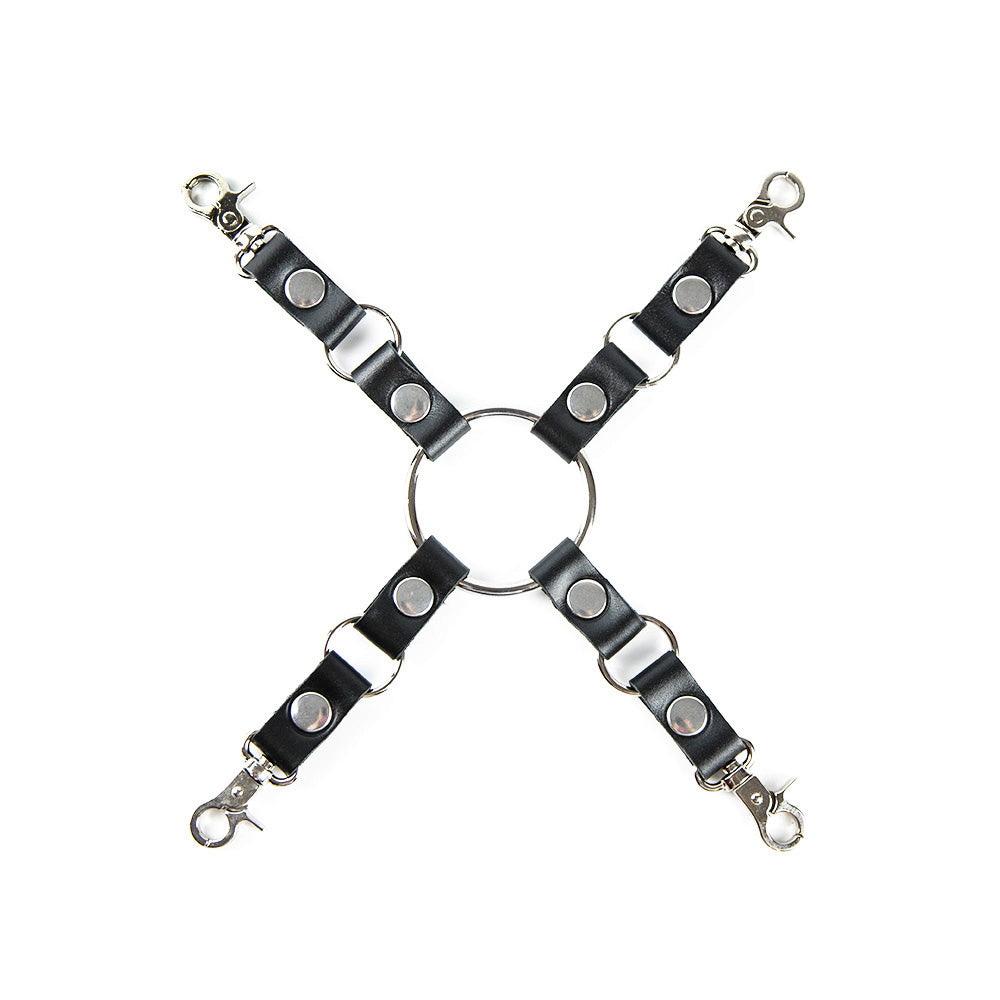 Leather quadruple fixation black