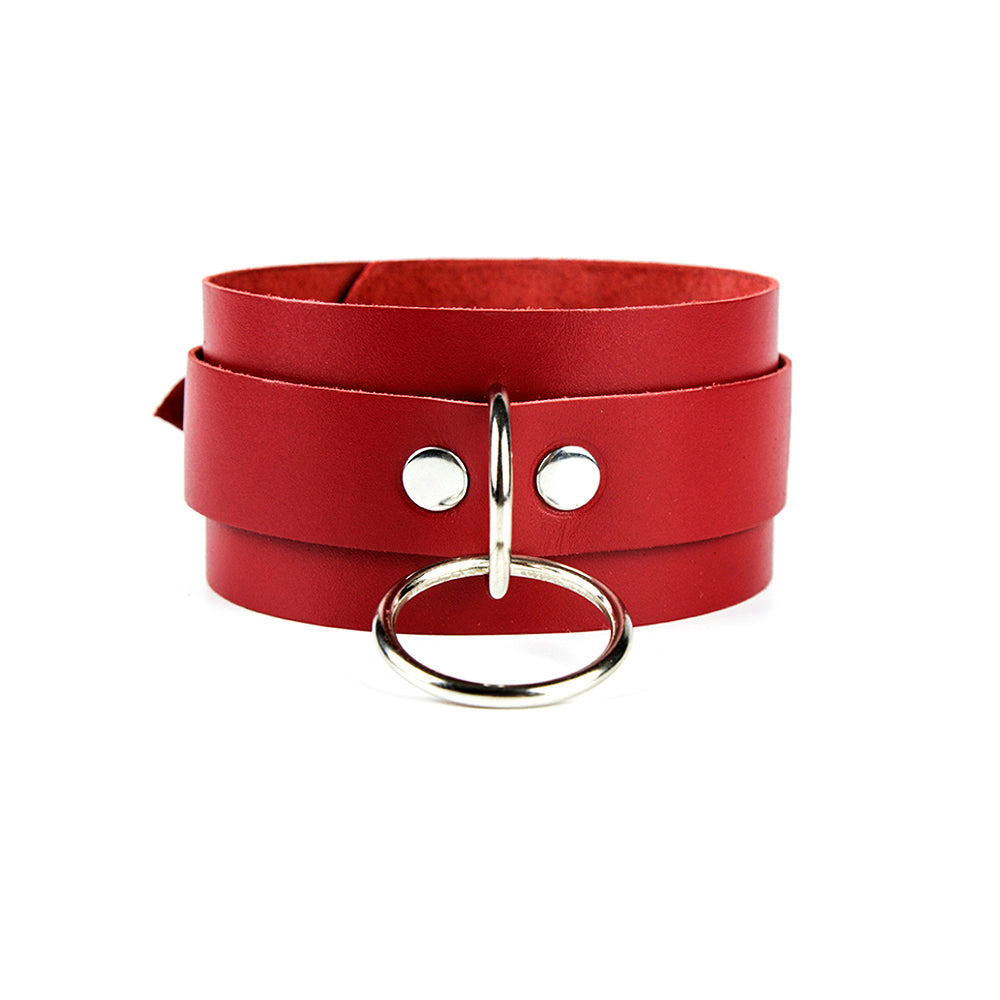 red leather wide collar