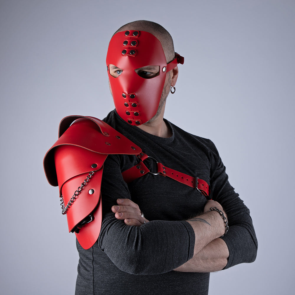 Red warrior mask for Cosplay and Larp