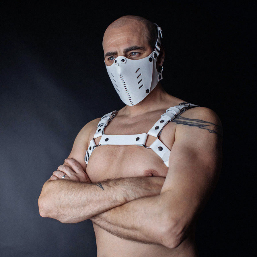 White Dune leather face mask