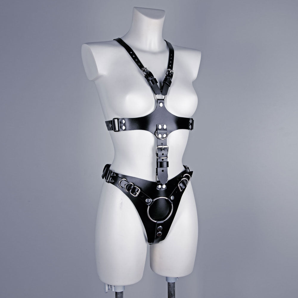 Large dildo full body harness for pegging 