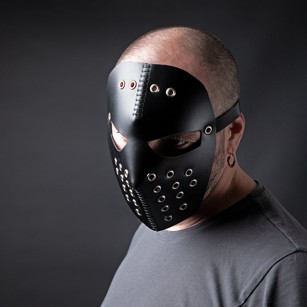 Leather BDSM mask with holes