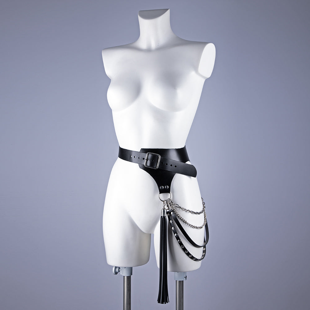 Leather belt on waist