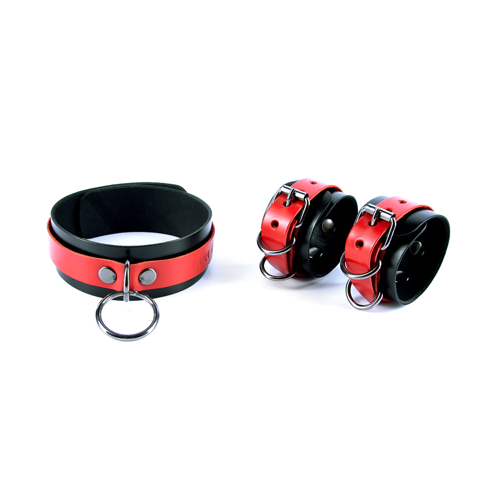 Black and Red leather bondage kit 