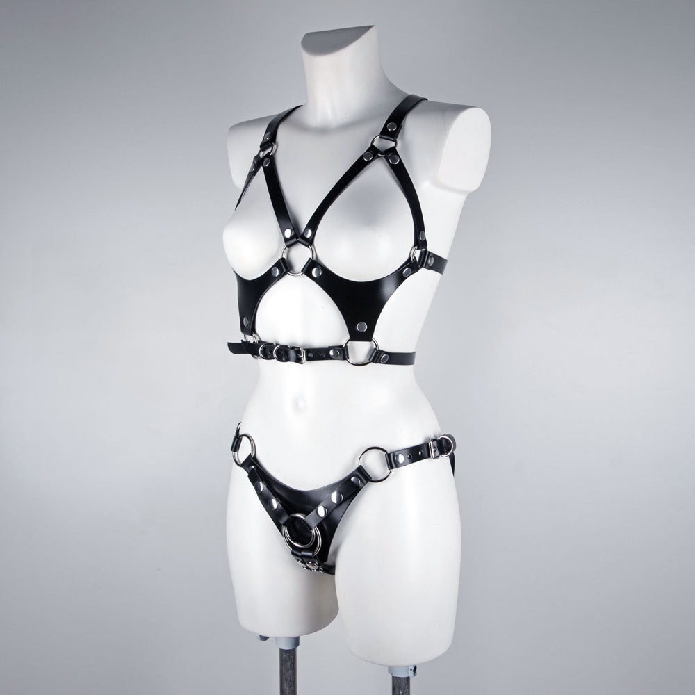 Chest harness and strapon panties for Dominatrix