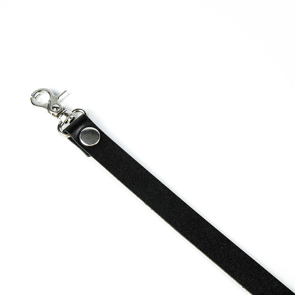 BDSM collar leather leash in black