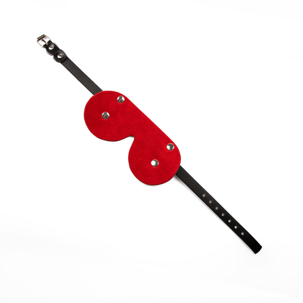 Leather deprivation mask on suede lining