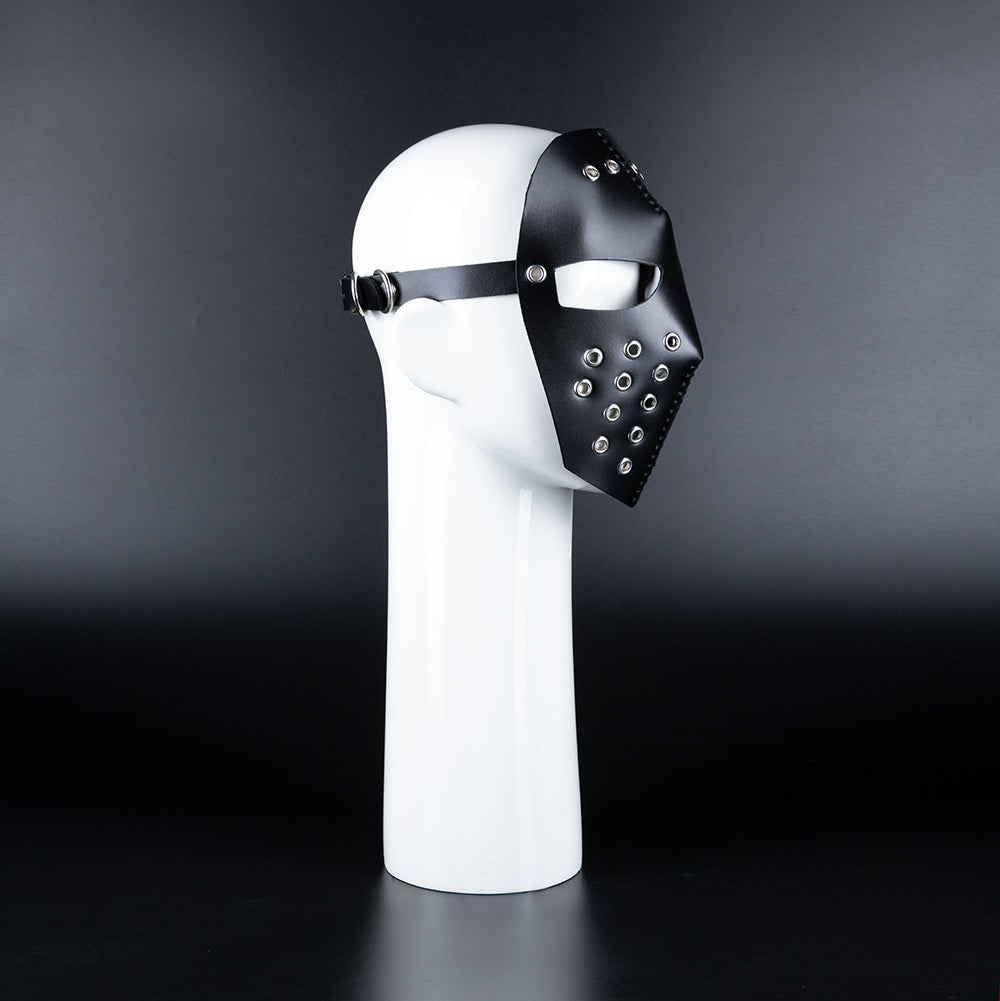 Leather male face mask with holes
