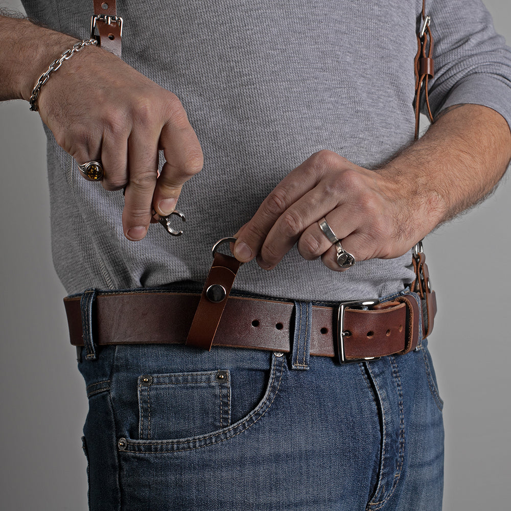 Men suspenders on a hook