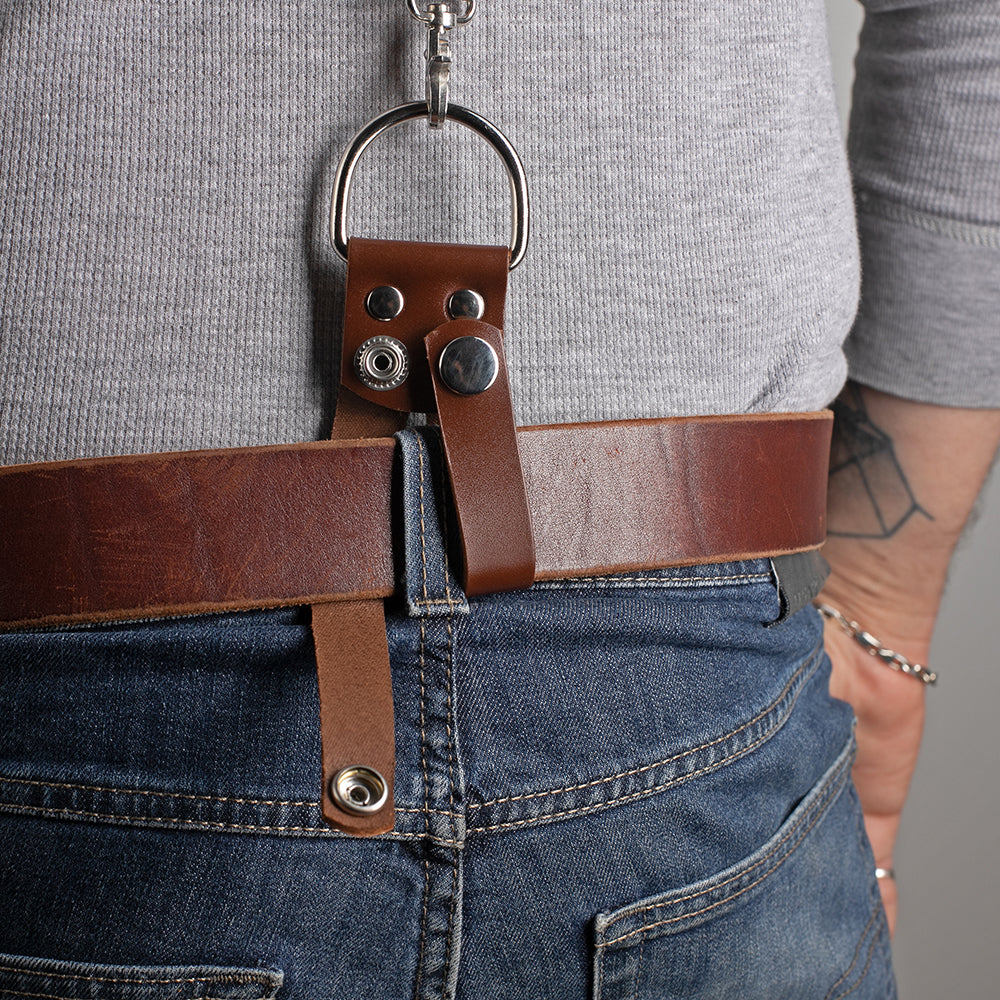 Mens leather suspenders with clasp buttons 