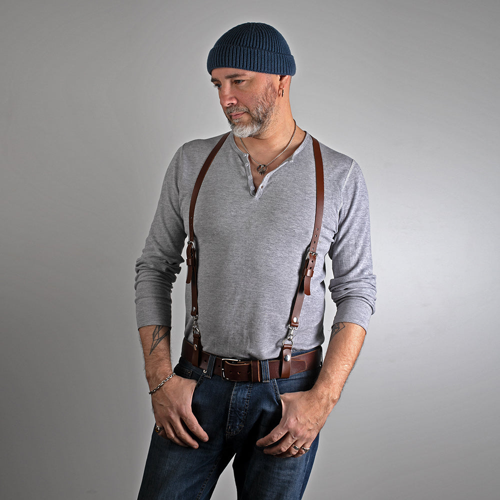 leather suspenders for men 