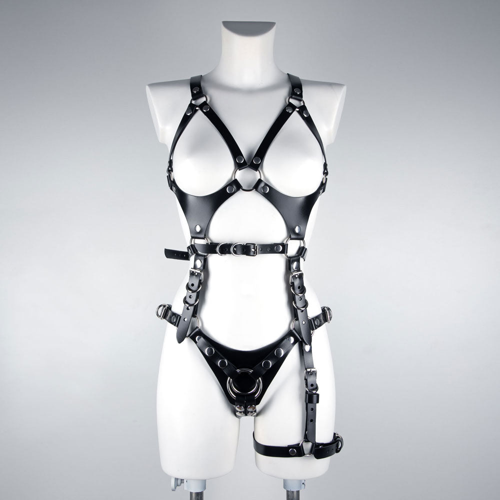 Multifunctional pegging harness with garters for Femdom outfits